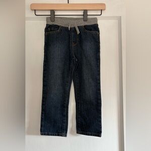 NWT Boy's Dark Wash Blue Denim Jeans with Gray Waistband Size 3T